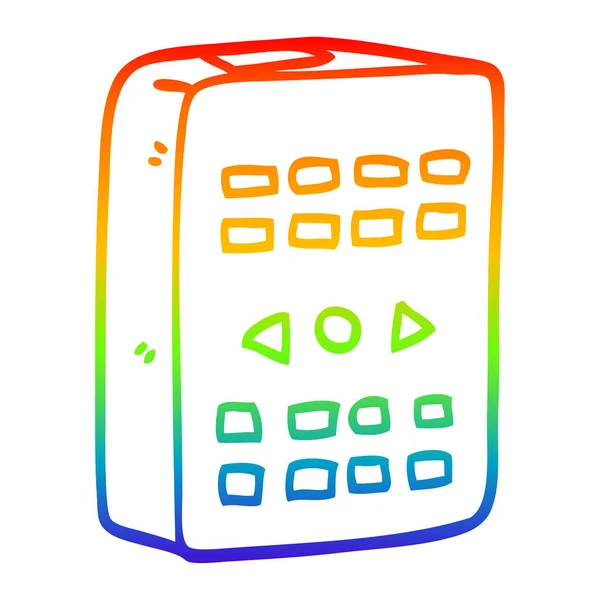Rainbow gradient ligne dessin dessin animé vieille télécommande — Image vectorielle