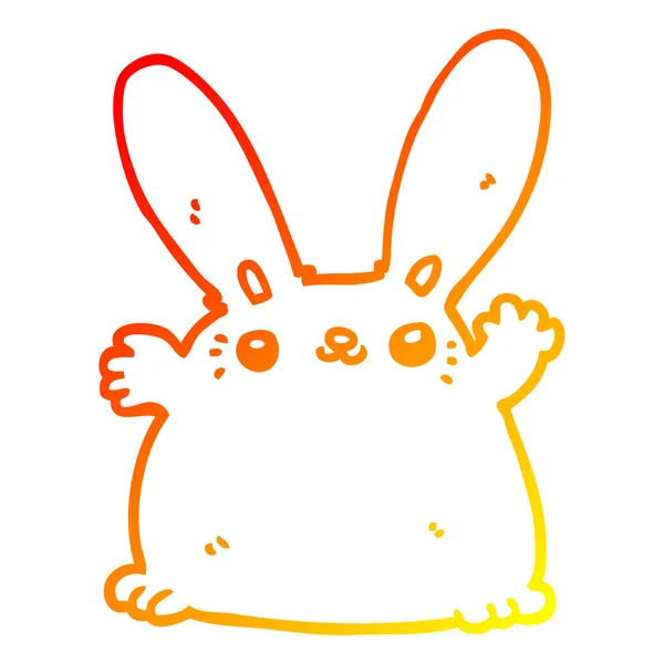 Тепла градієнтна лінія малювання мультяшного кролика — стоковий вектор