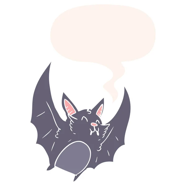 Desenho animado vampiro halloween morcego e fala bolha no estilo retro — Vetor de Stock