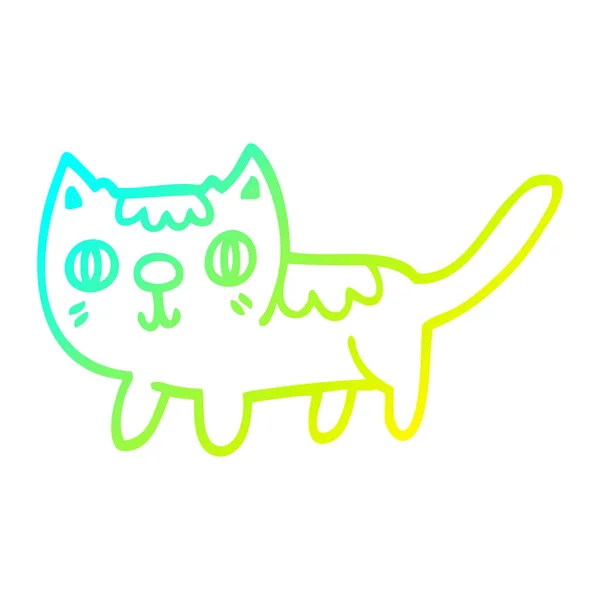 Hideg színátmenet vonal rajz karikatúra kis macska — Stock Vector