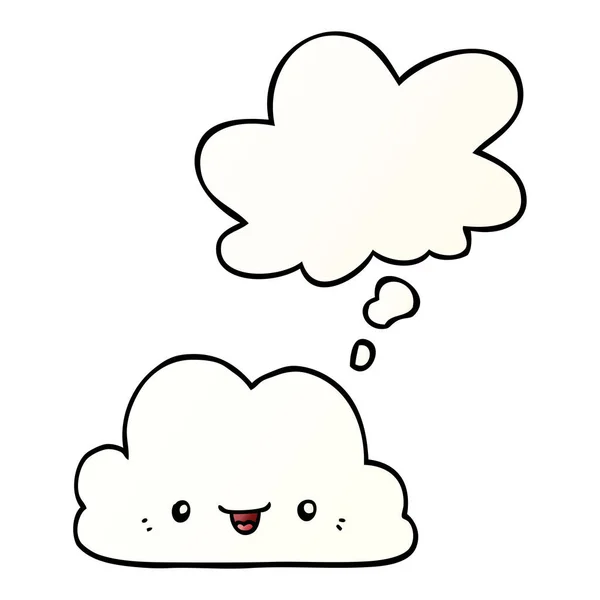 Nuage de dessin animé mignon et bulle de pensée en style dégradé lisse — Image vectorielle