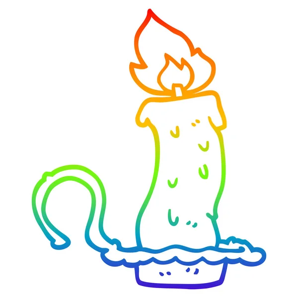 彩虹渐变线绘制卡通燃烧万圣节蜡烛 — 图库矢量图片