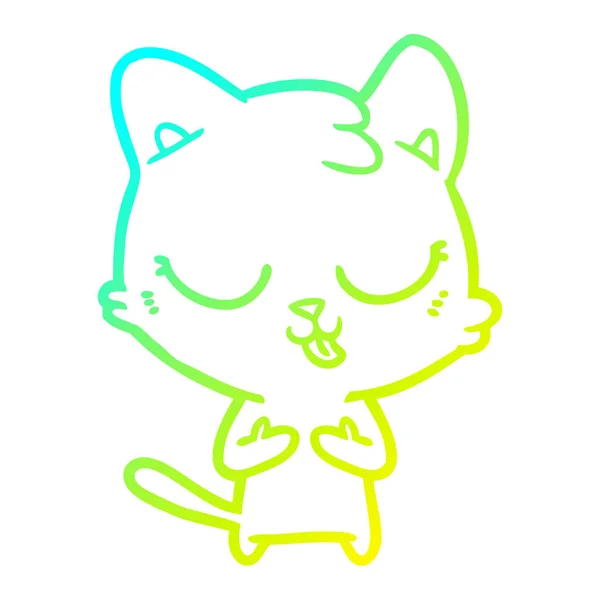 Linha gradiente frio desenho desenho cartoon gato —  Vetores de Stock