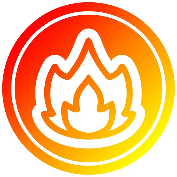 Eenvoudige vlam circulair in warm gradiënt spectrum — Stockvector