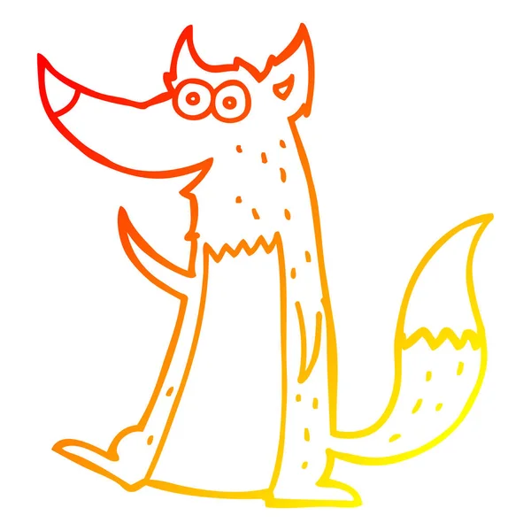 暖かいグラデーションライン描画漫画オオカミ — ストックベクタ