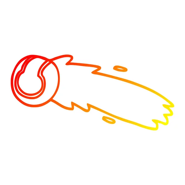 Sıcak degrade çizgi çizim karikatür uçan tenis topu — Stok Vektör