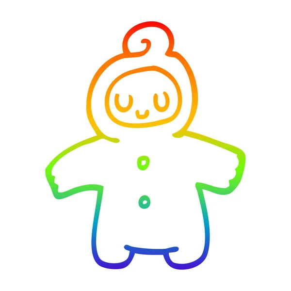 Rainbow gradient line drawing cartoon human baby — Stock Vector