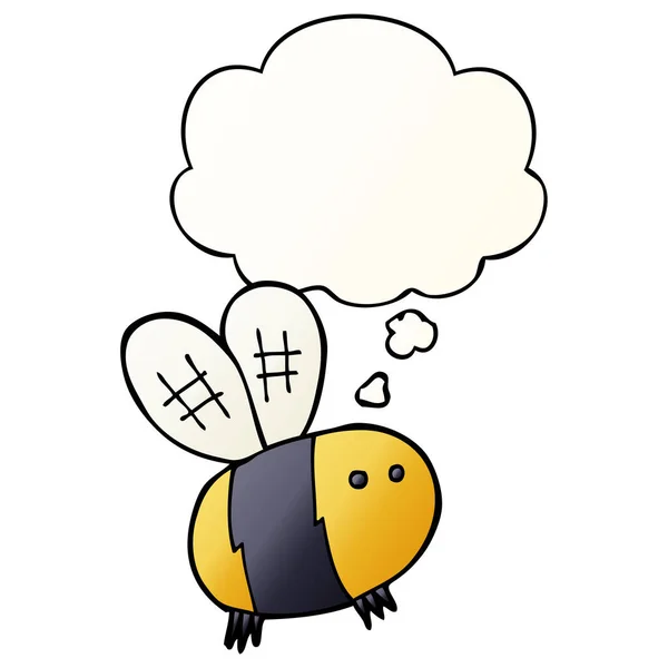 Cartoon Bee en dacht bubble in gladde gradiënt stijl — Stockvector