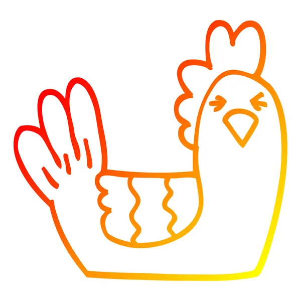 Línea de gradiente caliente dibujo de dibujos animados gallina galán — Vector de stock