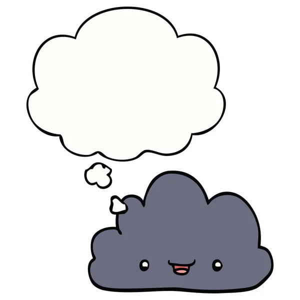 Happy cartoon cloud and thought bubble - Stok Vektor