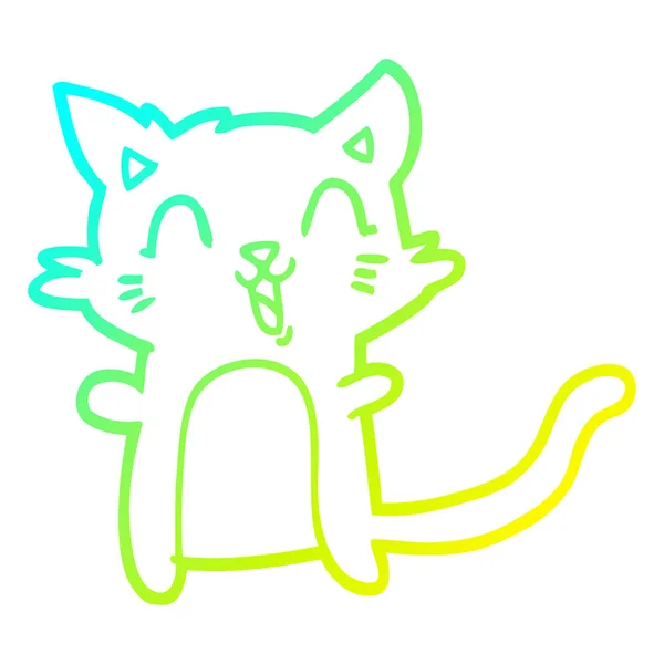 冷梯度线绘制卡通快乐猫 — 图库矢量图片