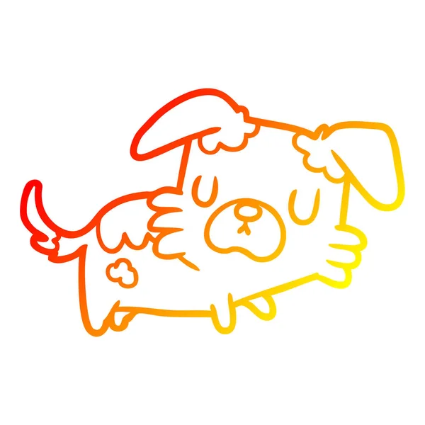 Warme kleurovergang lijntekening kleine hond — Stockvector