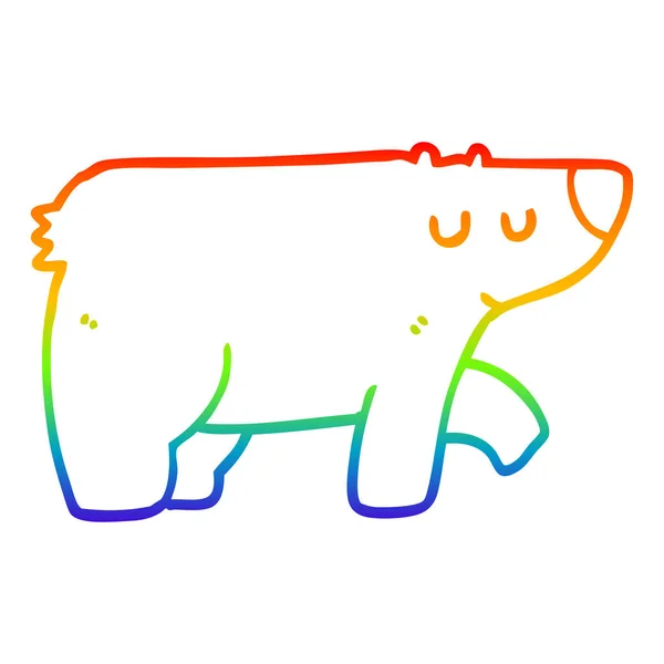 Rainbow gradient line drawing cartoon bear — Stock Vector