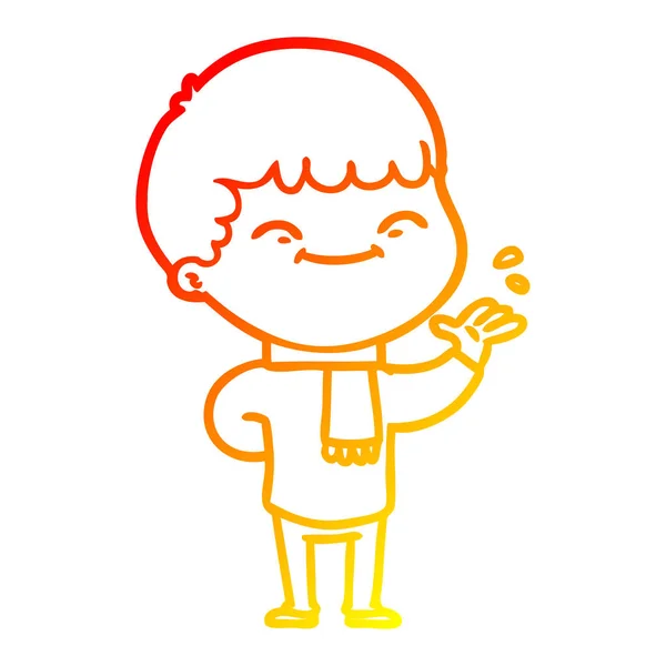 Sıcak degrade çizgi çizim karikatür mutlu çocuk — Stok Vektör