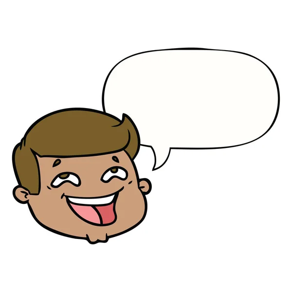 Fröhliche Karikatur männliches Gesicht und Sprechblase — Stockvektor