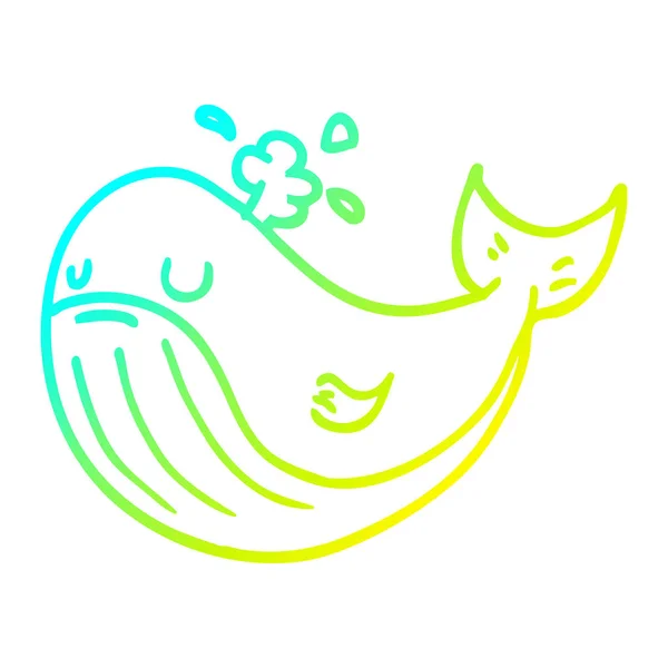 Kreslení s chladným přechodem kreslená velryba — Stockový vektor