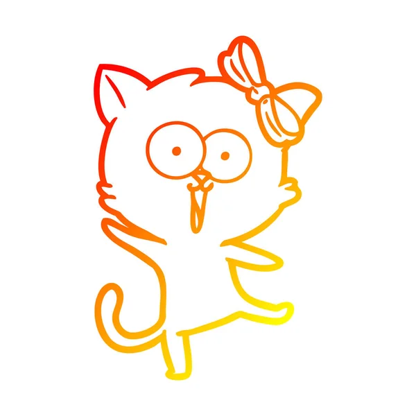 Chaud gradient ligne dessin dessin chat dessin animé — Image vectorielle