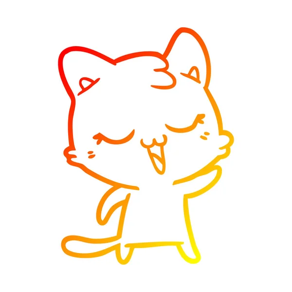 Linha gradiente quente desenho desenho desenho animado gato —  Vetores de Stock