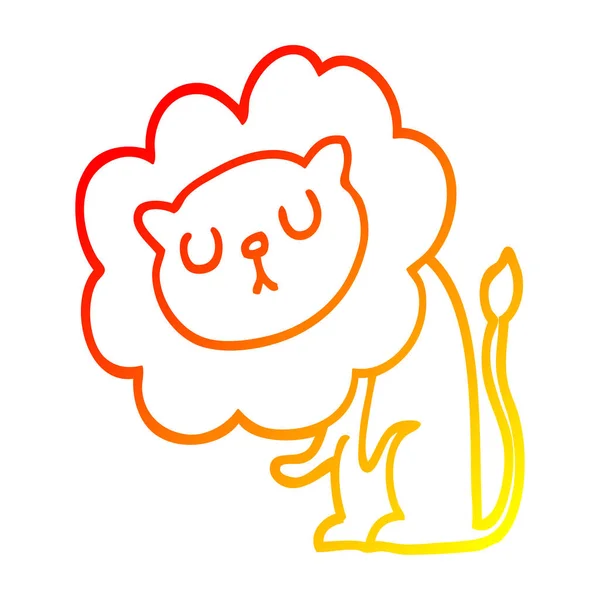 Chaud gradient ligne dessin mignon dessin animé lion — Image vectorielle