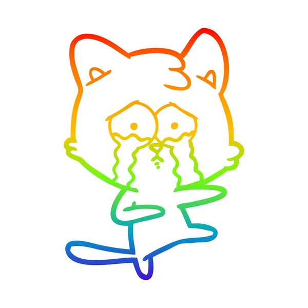 Linea gradiente arcobaleno disegno cartone animato gatto — Vettoriale Stock