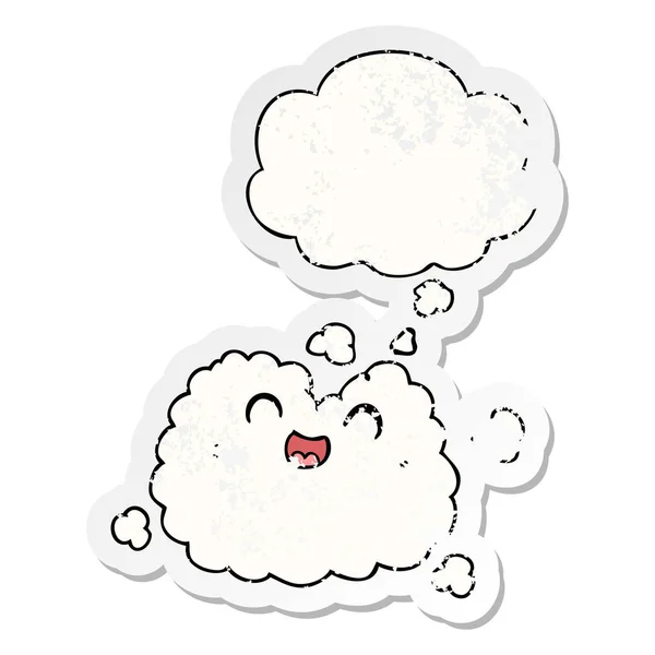 Cartoon nuvem de fumaça feliz e bolha de pensamento como uma wor angustiado — Vetor de Stock