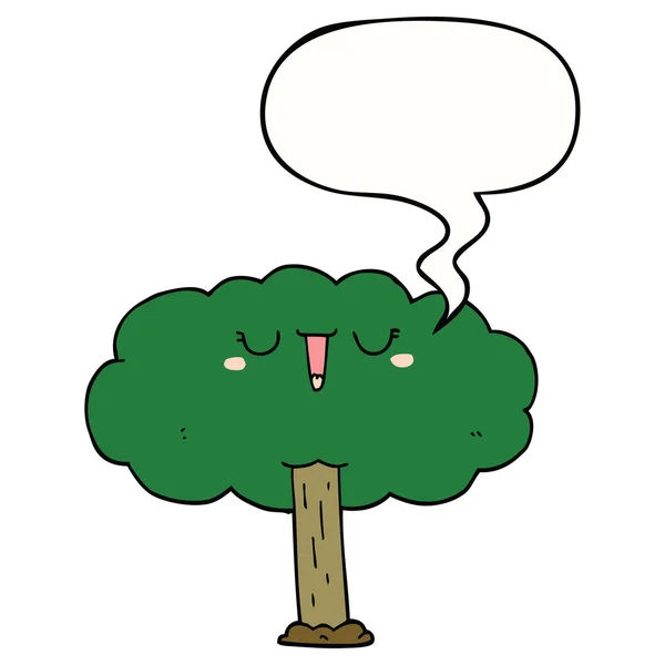 Мультфильм дерево и речи пузырь — стоковый вектор