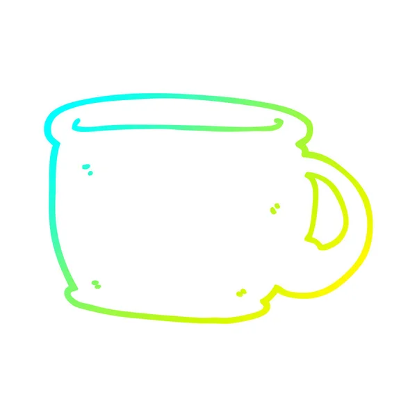 Linha gradiente frio desenho copo de café dos desenhos animados — Vetor de Stock