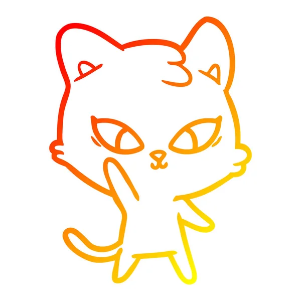 Ciepły gradient linia kreskówka kot rysunek ładny — Wektor stockowy