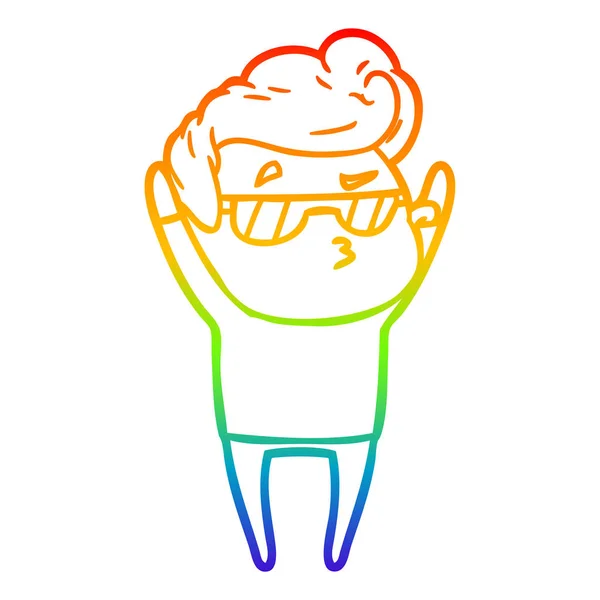 Regenboog gradiënt lijntekening cartoon coole kerel — Stockvector