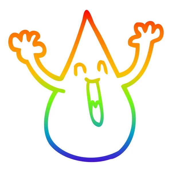 Arco iris gradiente línea dibujo dibujos animados gota de lluvia — Vector de stock