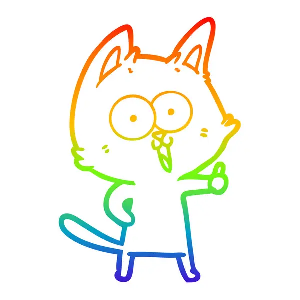 Duhové přechodové čáry kreslení legrační Kreslená kočka — Stockový vektor