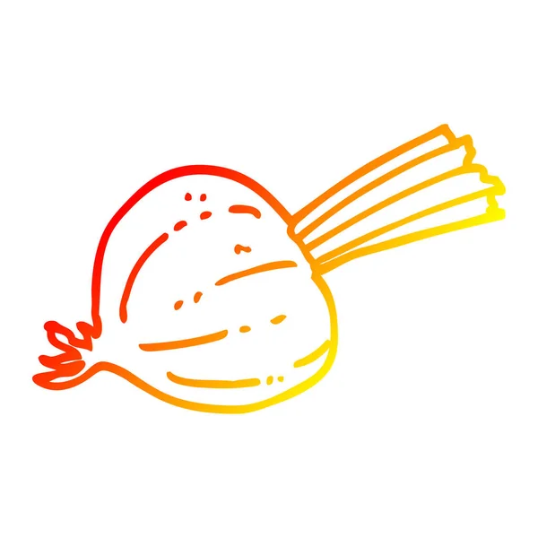 Línea de gradiente caliente dibujo de dibujos animados cebolla vieja — Vector de stock
