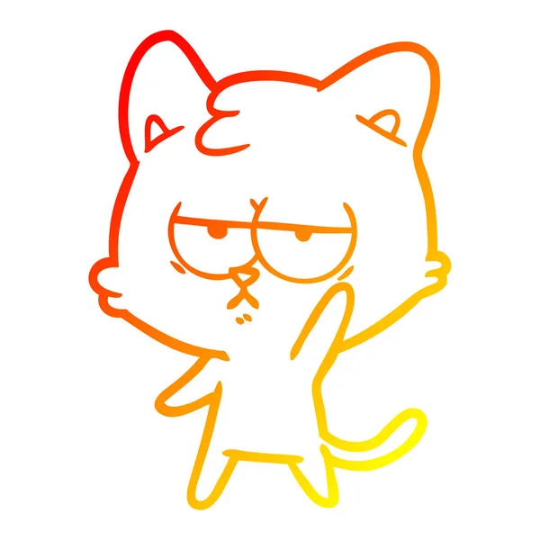 Warme Gradientenlinie Zeichnung gelangweilte Cartoon-Katze — Stockvektor