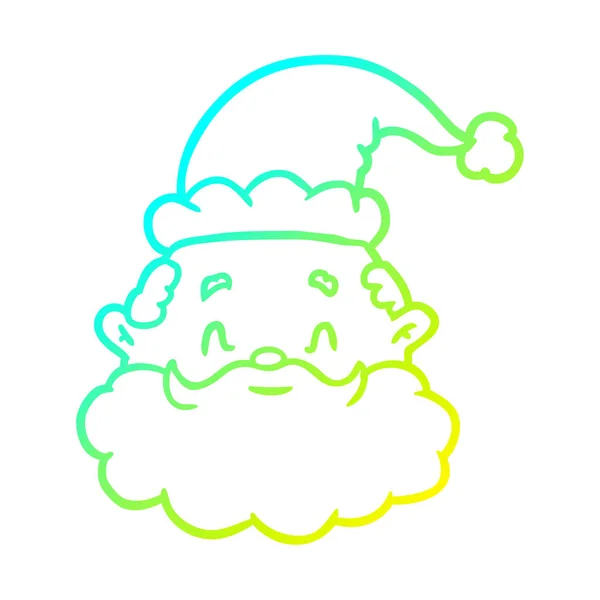 Gradient linia na zimno rysunek twarz Święty Mikołaj — Wektor stockowy