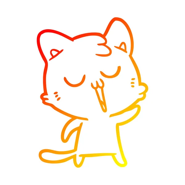 Ζεστό γραμμή ντεγκραντέ σχέδιο γάτα καρτούν τραγούδι — Διανυσματικό Αρχείο