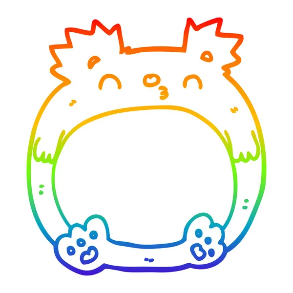 Rainbow gradient line drawing cartoon bear — Stock Vector