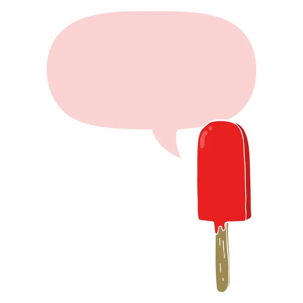 Cartoon Lollipop en toespraak bubble in retro stijl — Stockvector