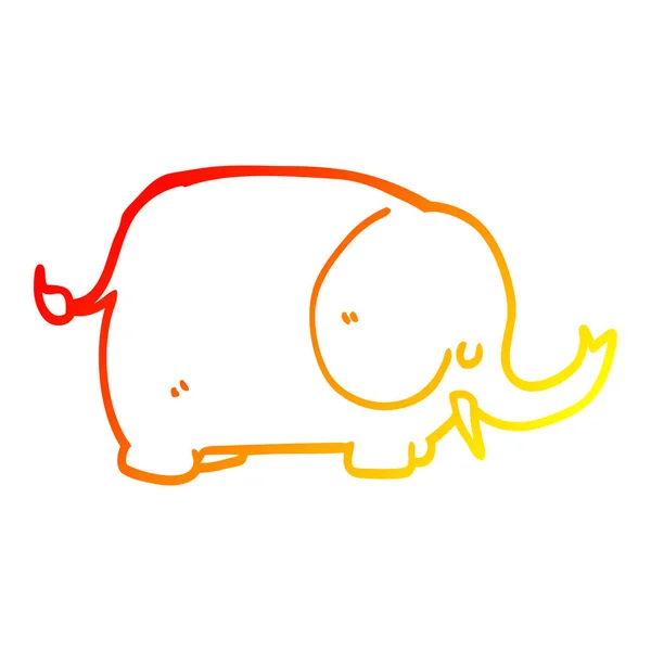 Тёплая градиентная линия рисования мультяшного слона — стоковый вектор