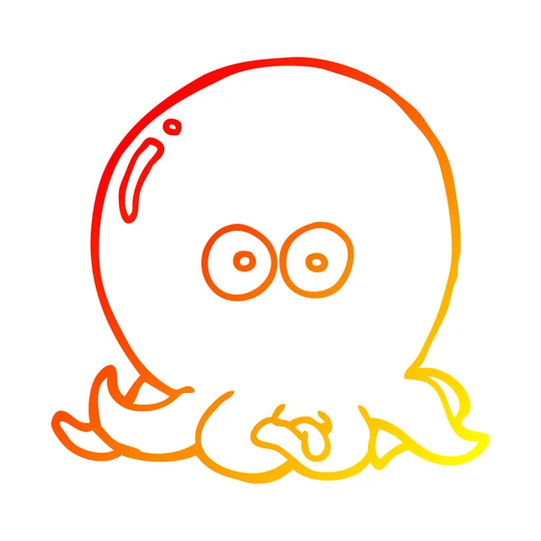 Warme kleurovergang lijntekening cartoon Octopus — Stockvector