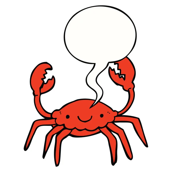 Crabe dessin animé et bulle de la parole — Image vectorielle