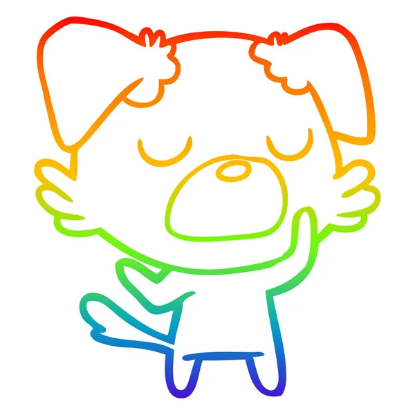 Regenboog gradiënt lijntekening cartoon hond — Stockvector