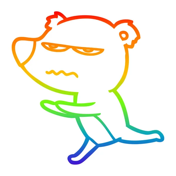 Rainbow gradient linje ritning arg Bear Cartoon Running — Stock vektor