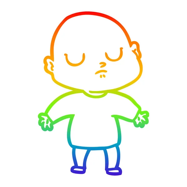 Arco-íris linha gradiente desenho cartoon homem careca — Vetor de Stock