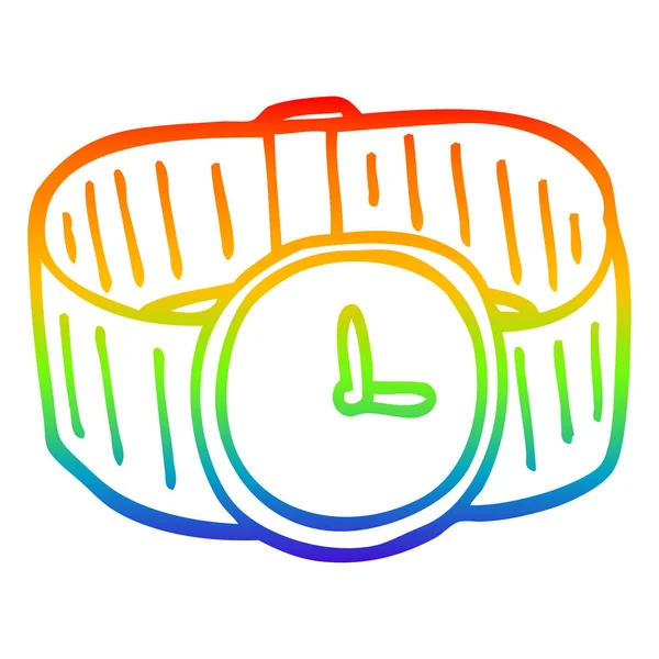 彩虹渐变线绘制卡通金手表 — 图库矢量图片
