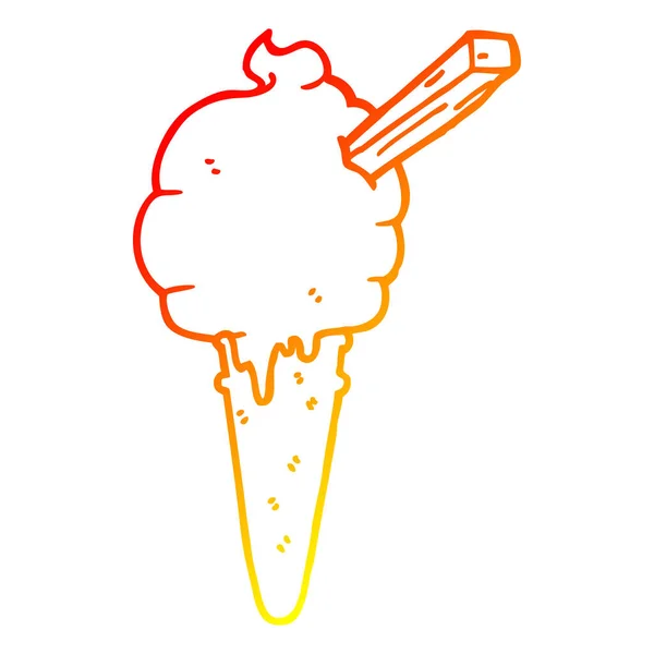 Sıcak degrade çizgi çizim karikatür dondurma — Stok Vektör