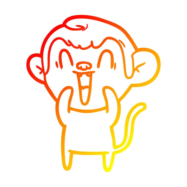 Chaud gradient ligne dessin dessin animé rire singe — Image vectorielle