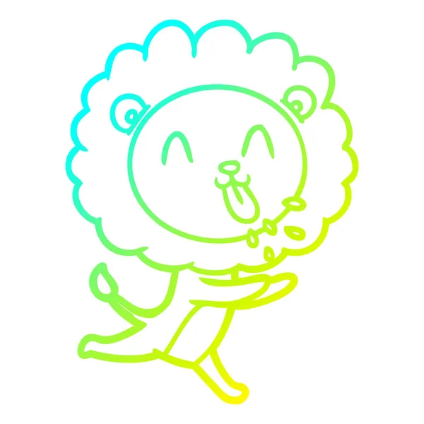Linea gradiente freddo disegno felice cartone animato leone — Vettoriale Stock