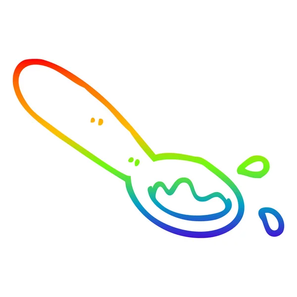Rainbow gradient ligne dessin dessin animé louche de nourriture — Image vectorielle