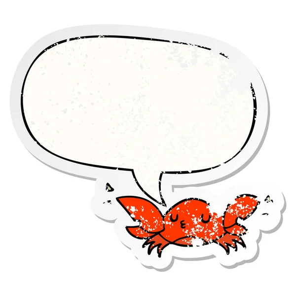 卡通螃蟹和语音泡沫苦恼贴纸 — 图库矢量图片