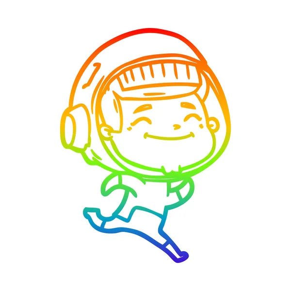 Arco iris gradiente línea dibujo feliz dibujos animados astronauta — Vector de stock
